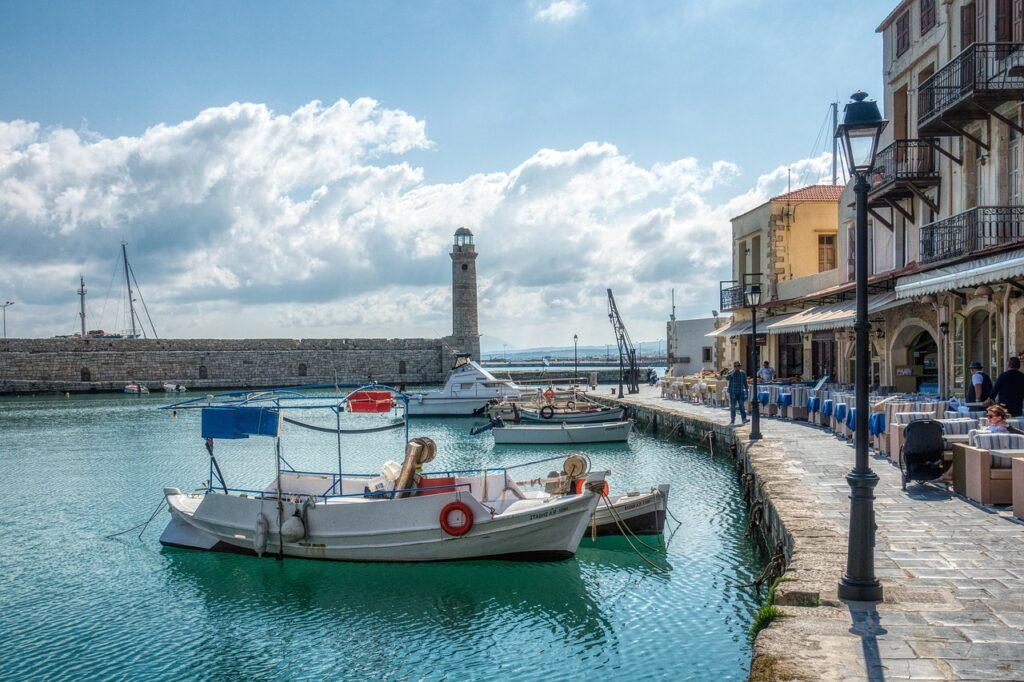 crete, rethymno, port